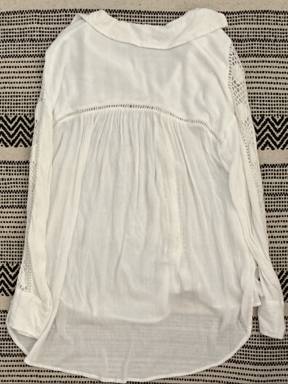 Free People Katie bird White Crochet-Detail Button Down Shirt - Picture 8 of 10